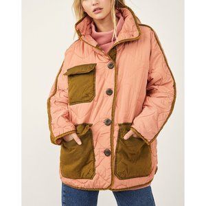 Free People Mixed Military Dolman Jacket / Rose Combo